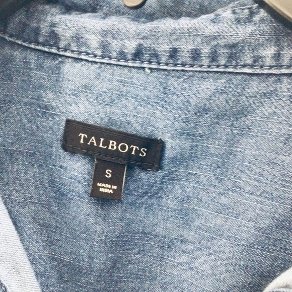 Talbots button up pullover top women small blue cotton spring hobo lagenlook - Picture 6 of 10